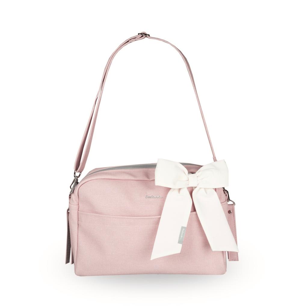 Różowy organizer/ torba do wózka z kokardą