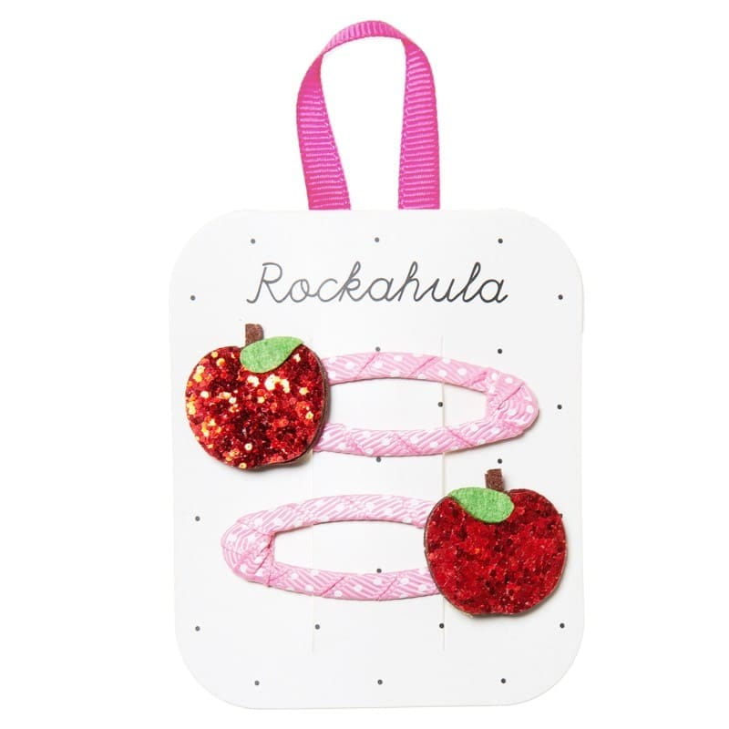 Spinki do włosów z brokatowymi jabłkami