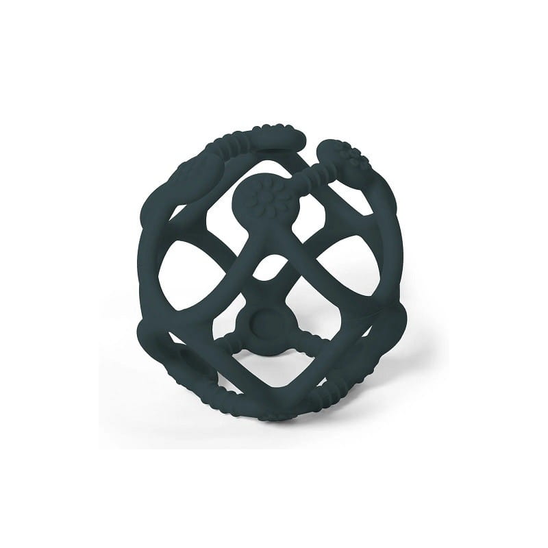 Granatowa kula z dziurami, wyglądająca nieco jak ażurowa kula